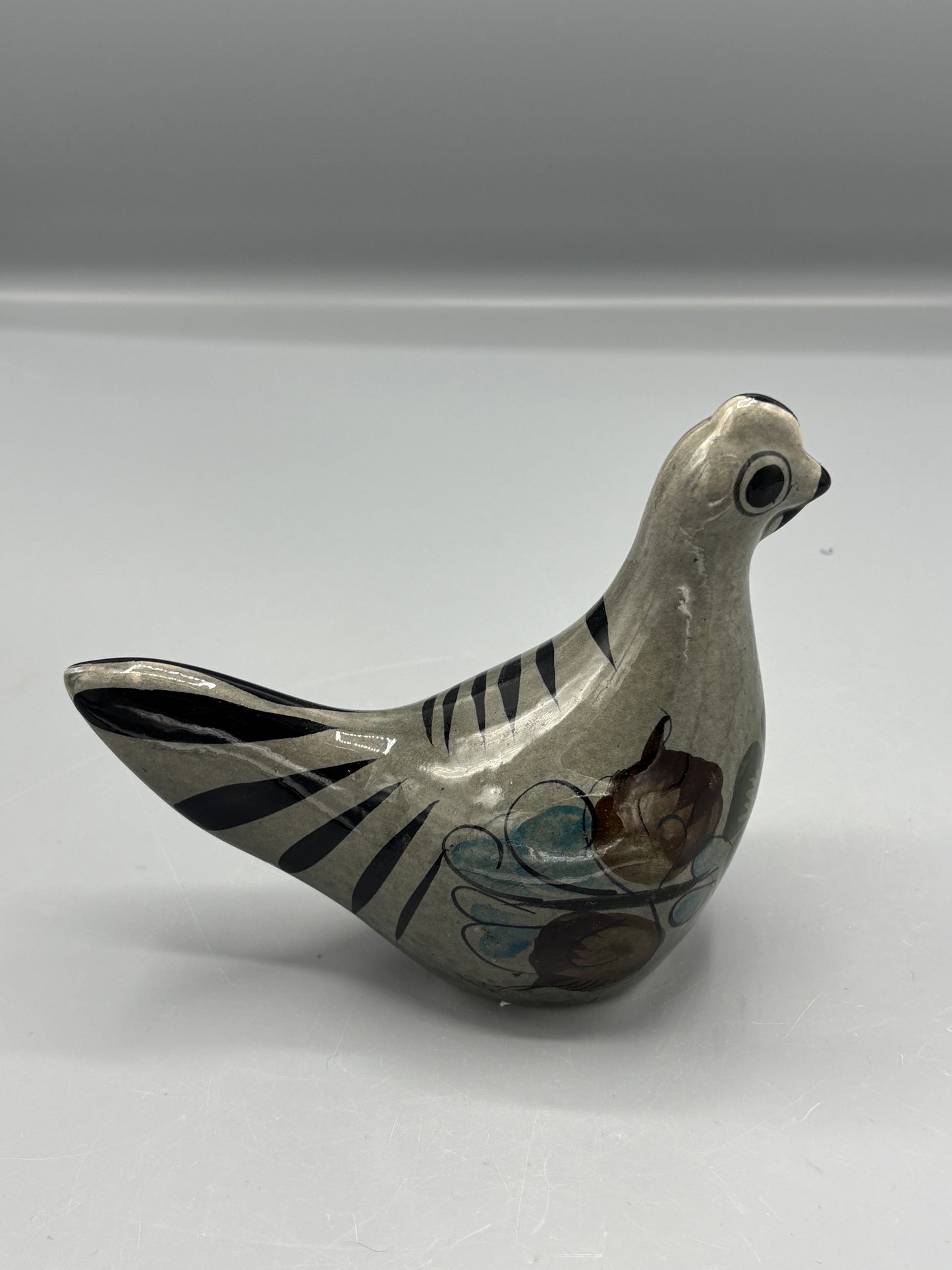 Vintage Tonala Mexican clay painted bird