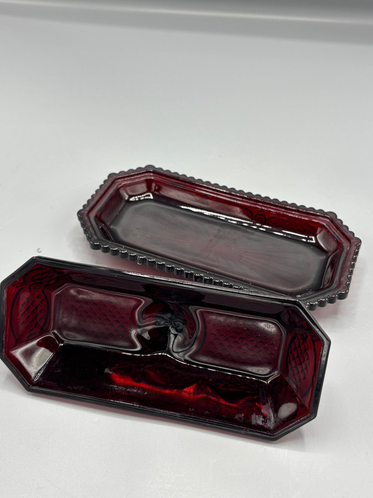 Vintage Avon Cape Cod Ruby Red butter dish