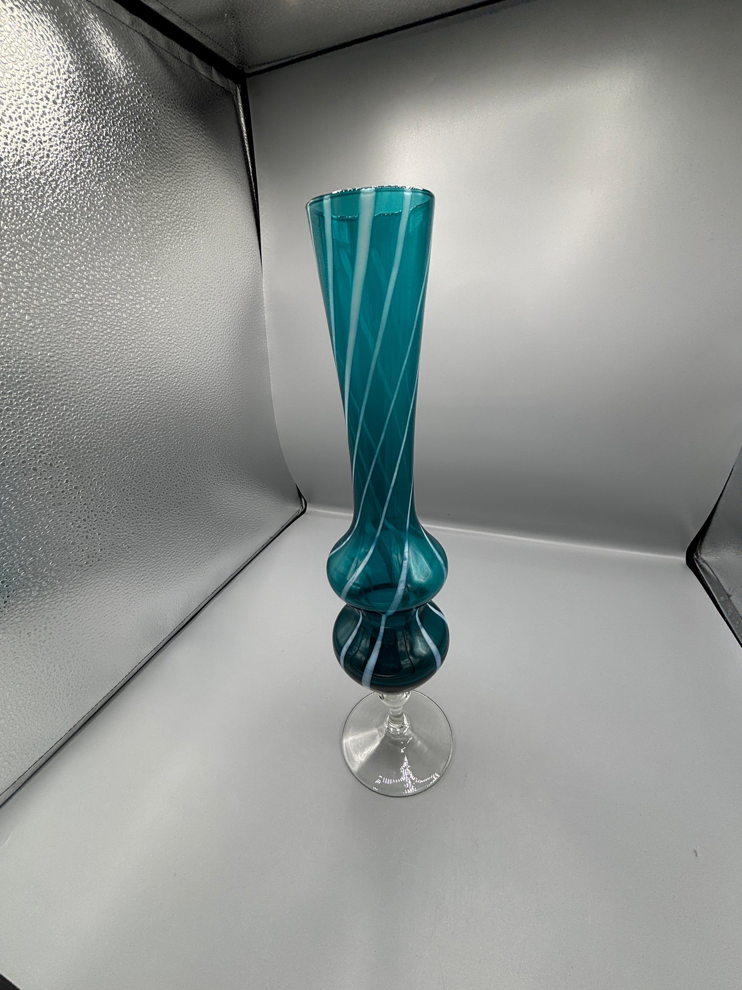 Fall blue & white swirl vase