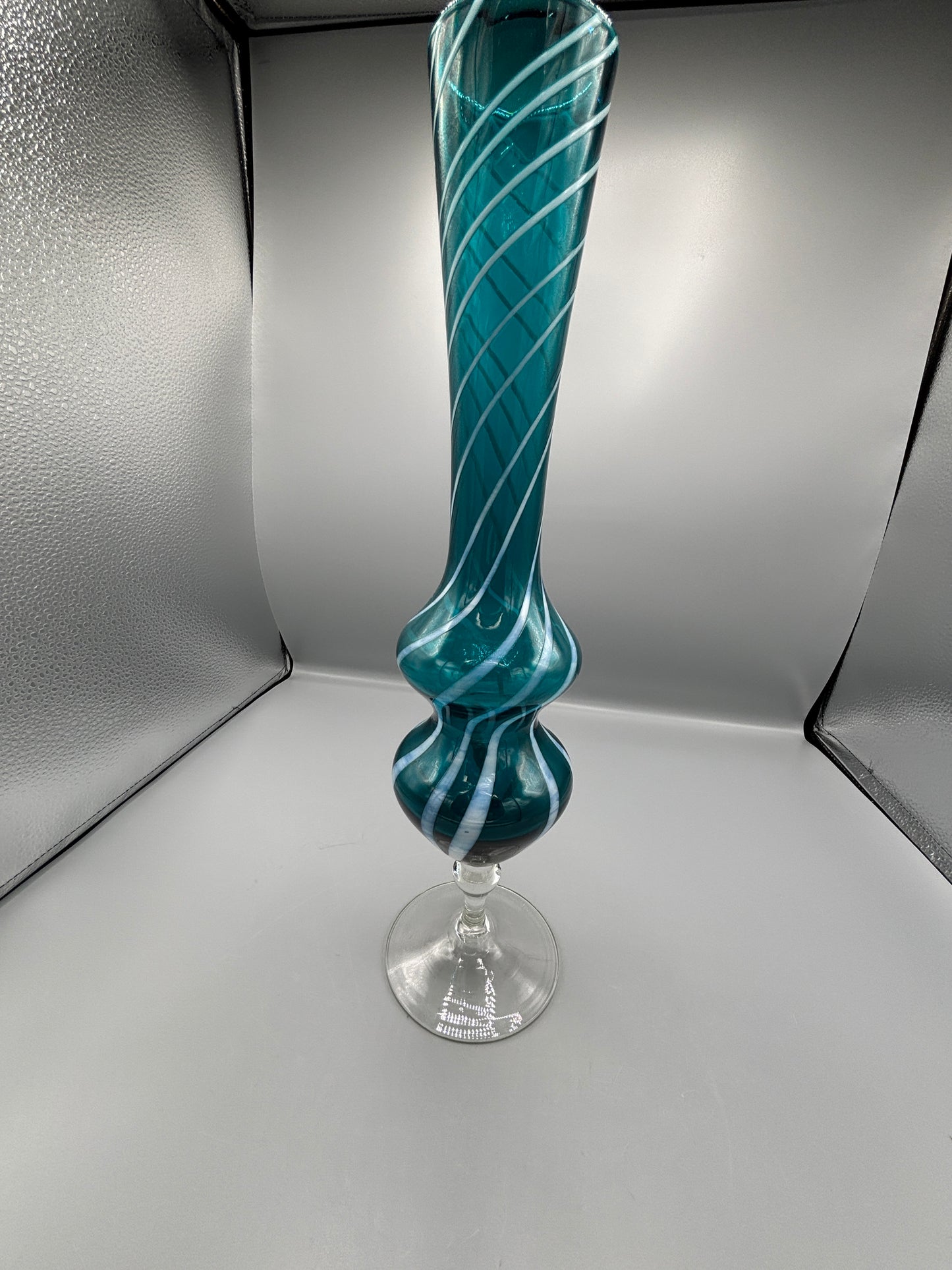 Fall blue & white swirl vase