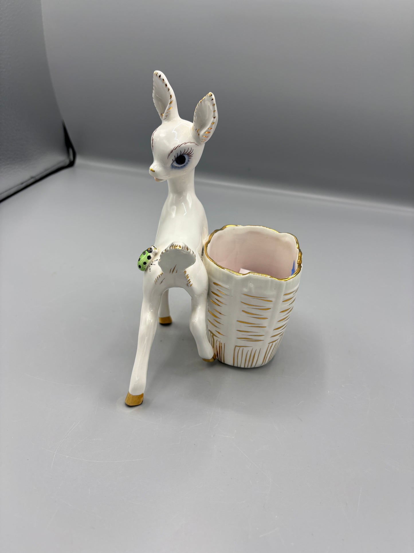 Vintage White deer planter