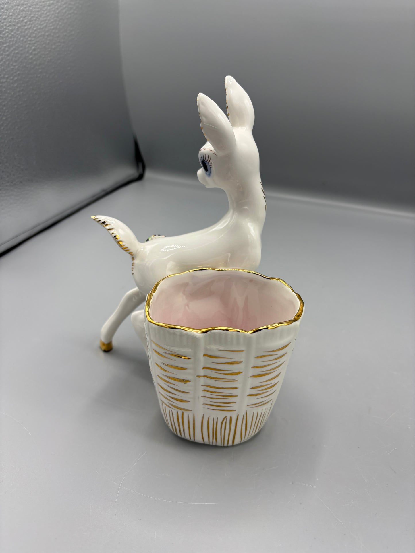 Vintage White deer planter