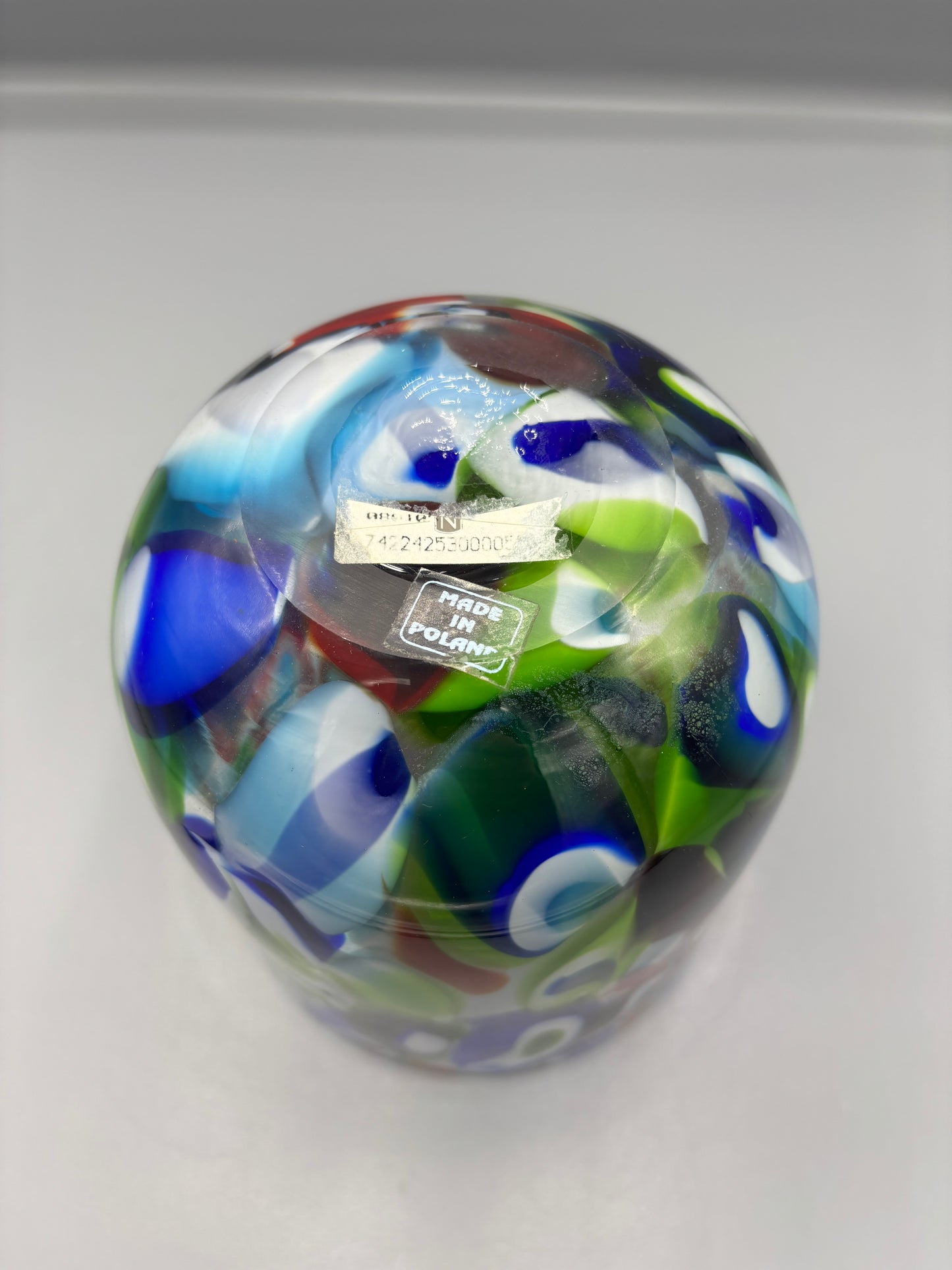 Heavy Multi Color Glass Bowl Made in Poland