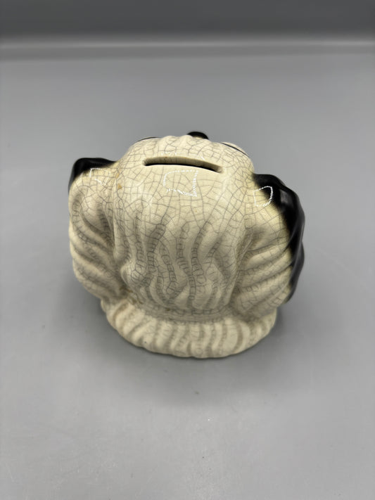 Vintage Fitz & Floyd Ceramic Spaniel Dog Bank w/ Crackle Glaze
