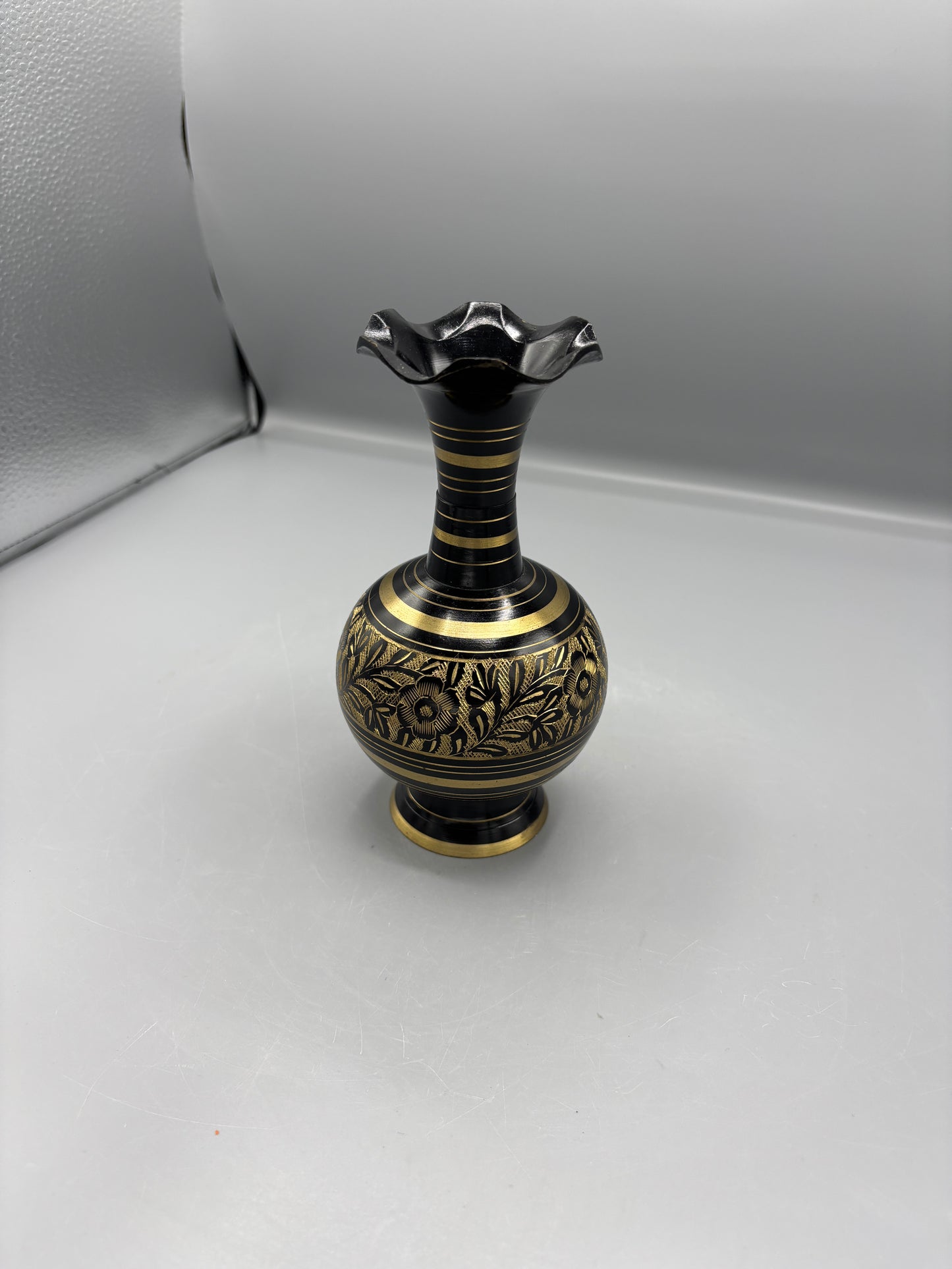 Vintage Black & Gold brass vase