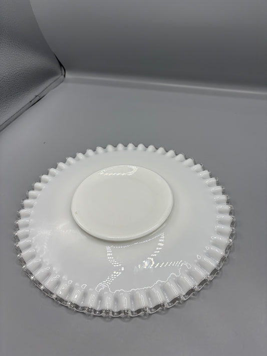 Fenton silver crest milk glass plate