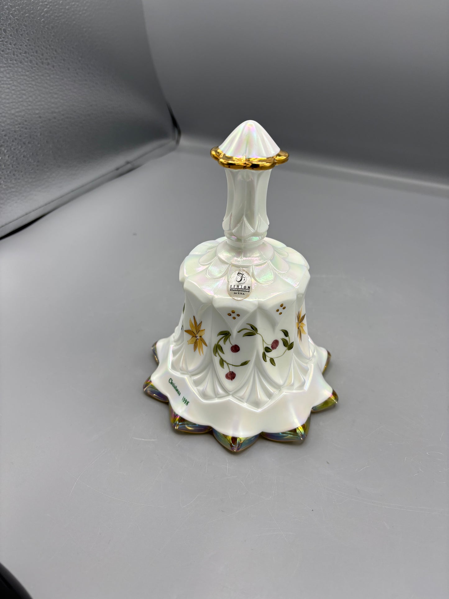 Vintage Fenton art glass iridescent Christmas bell