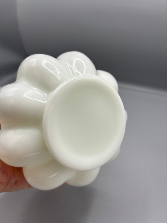 Fenton Silver crest melon glass vase with ruffled rim