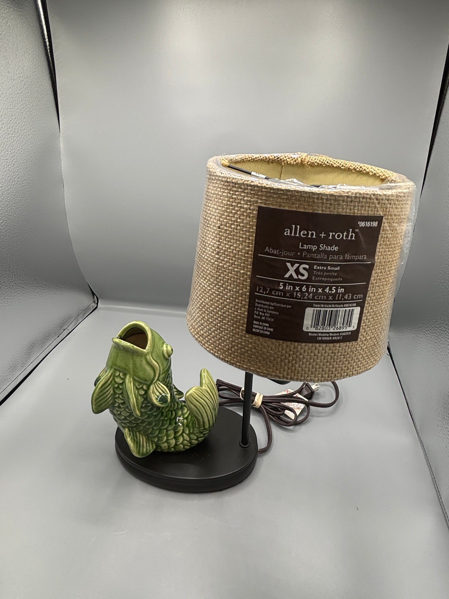 Vintage green ceramic goldfish table lamp