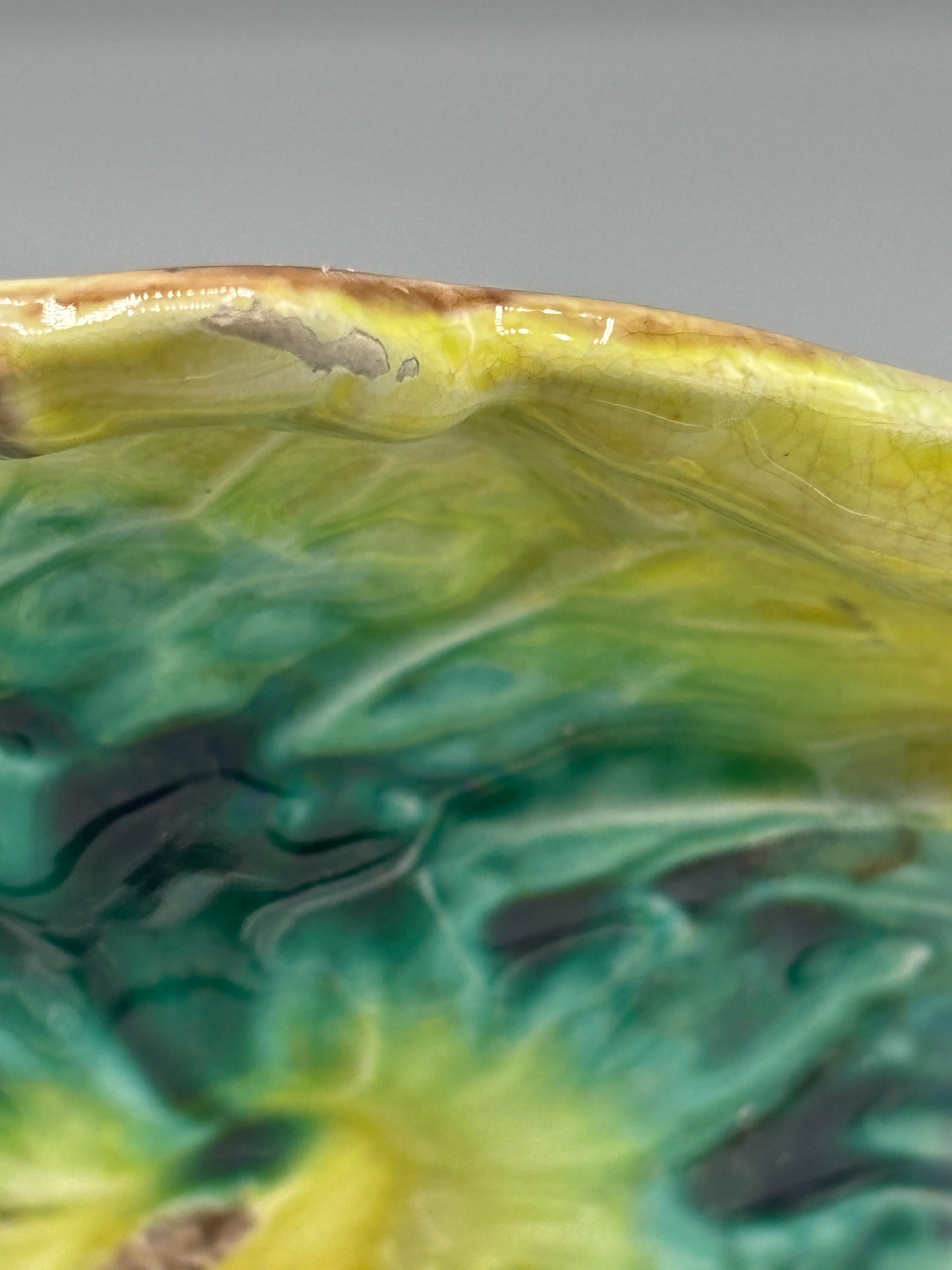 Majolica Morning Glory footed compote bowl