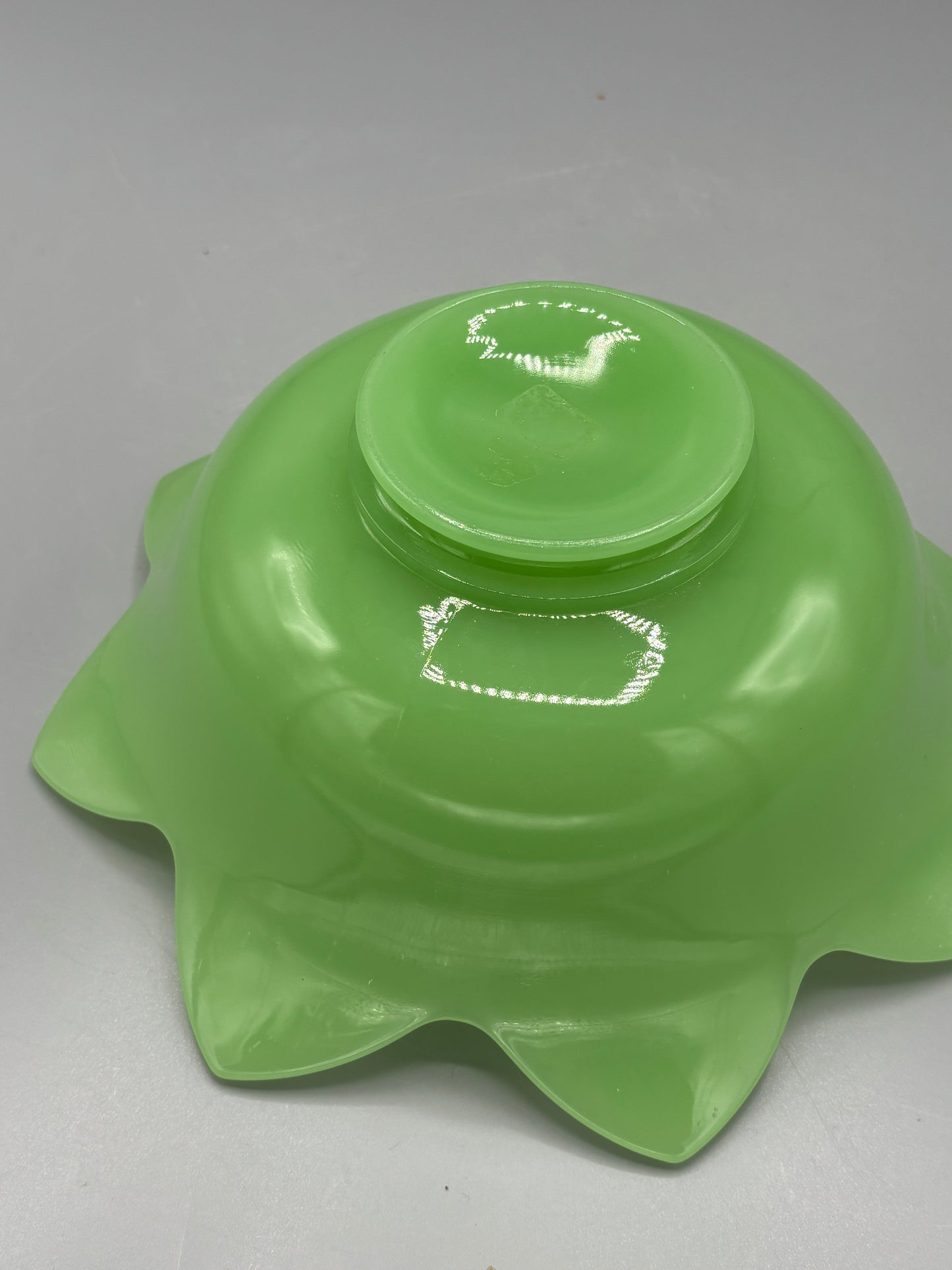 Vintage Fenton Jadeite lotus flower console bowl