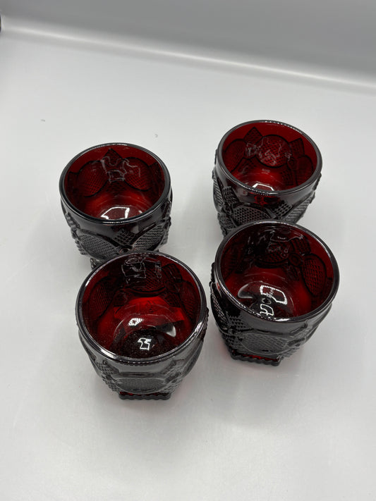Vintage Avon Ruby red footed glasses
