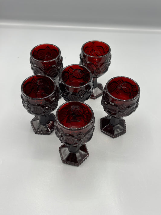 Vintage Avon Ruby red glasses