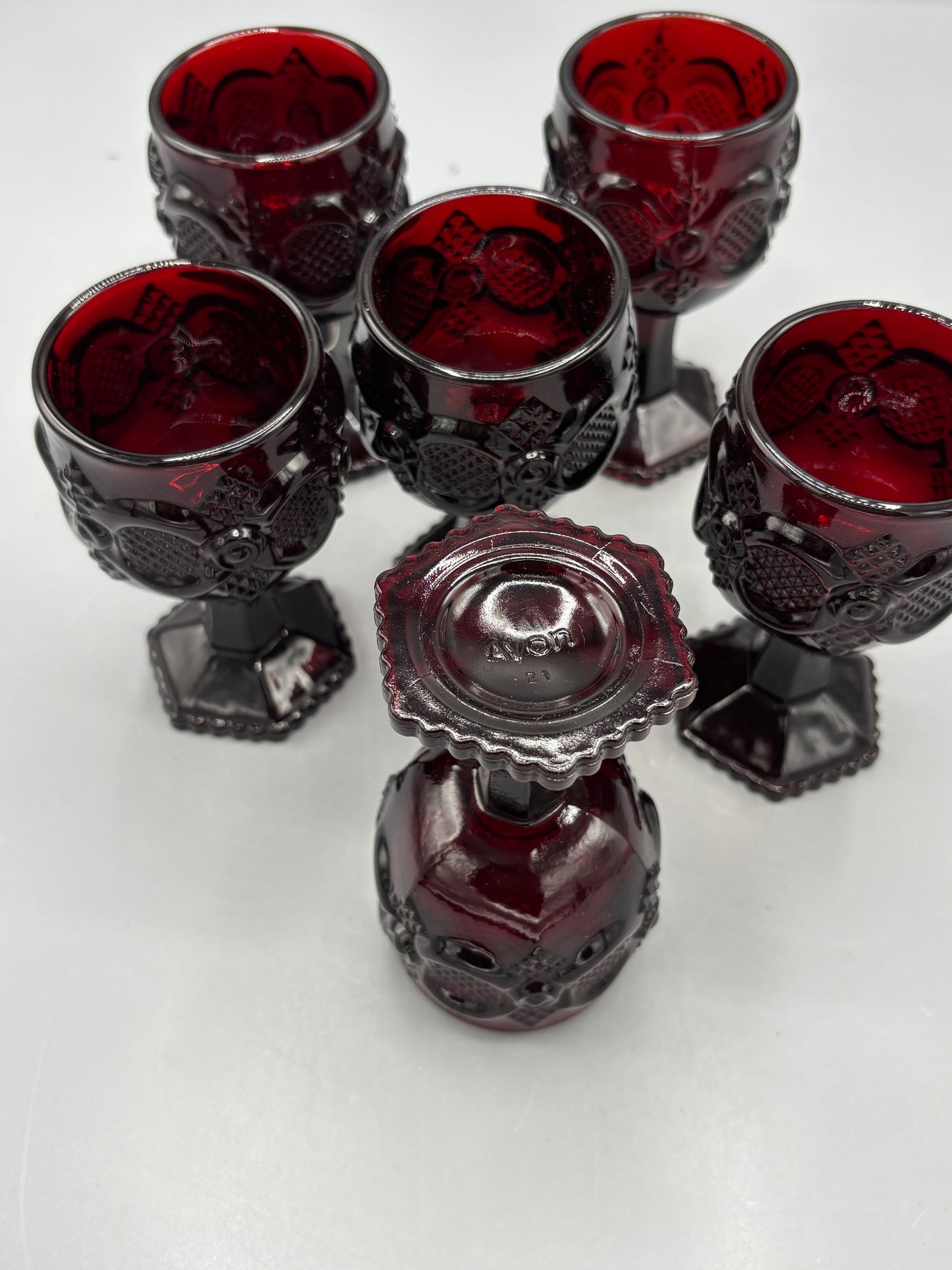 Vintage Avon Ruby red glasses