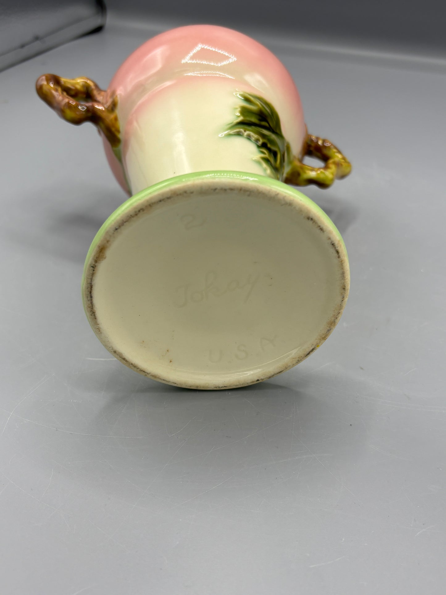 Vintage Tokay Hull pottery with handle vase