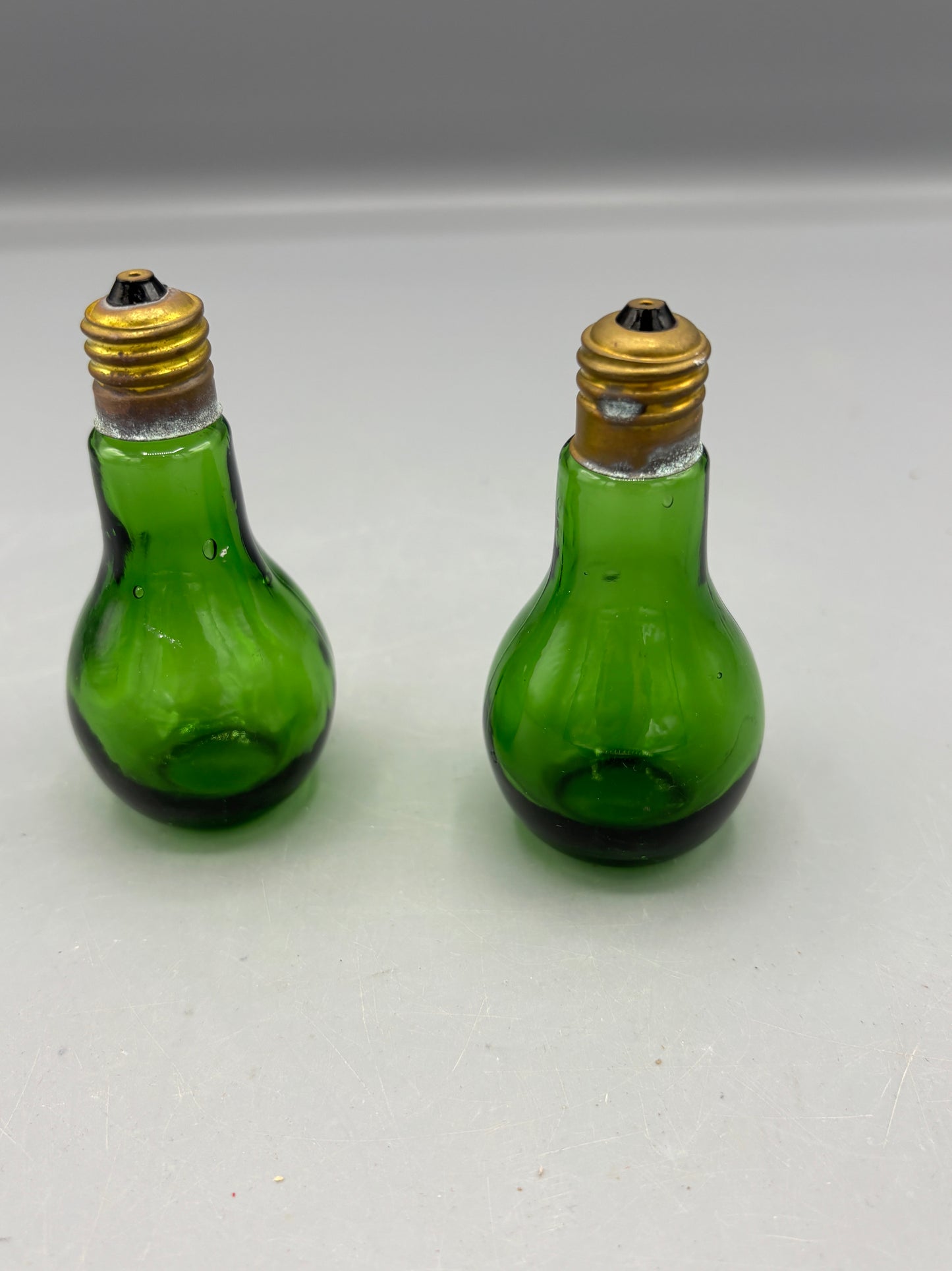 Vintage Emerald green light bulb Salt & pepper