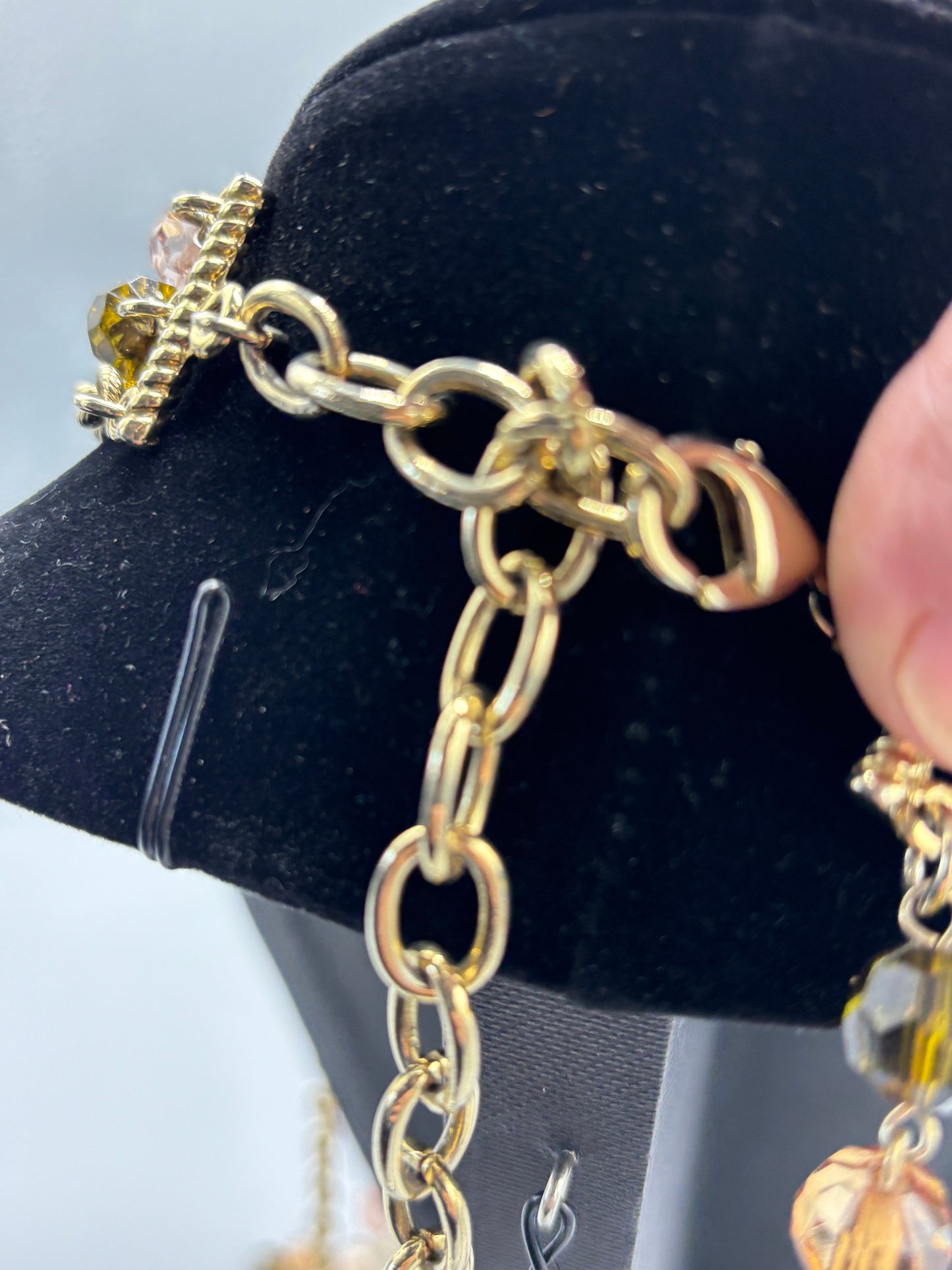 Gold bead strand necklace