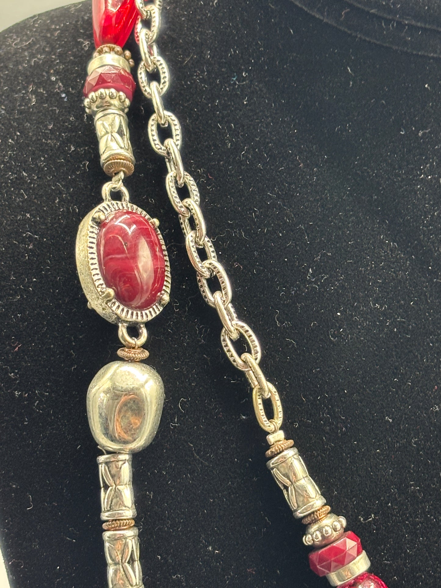 Ruby Road Silver tone & Red Necklace