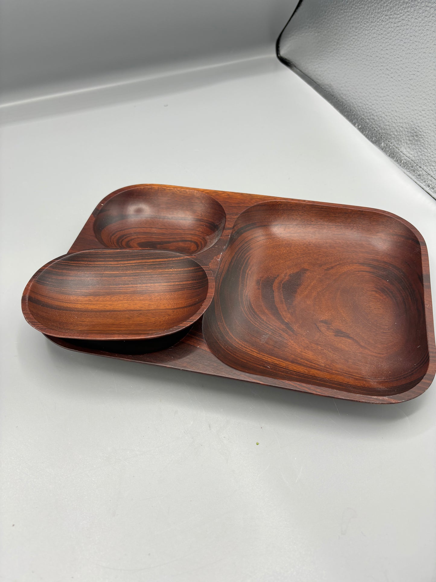Divided wood tray & bowl