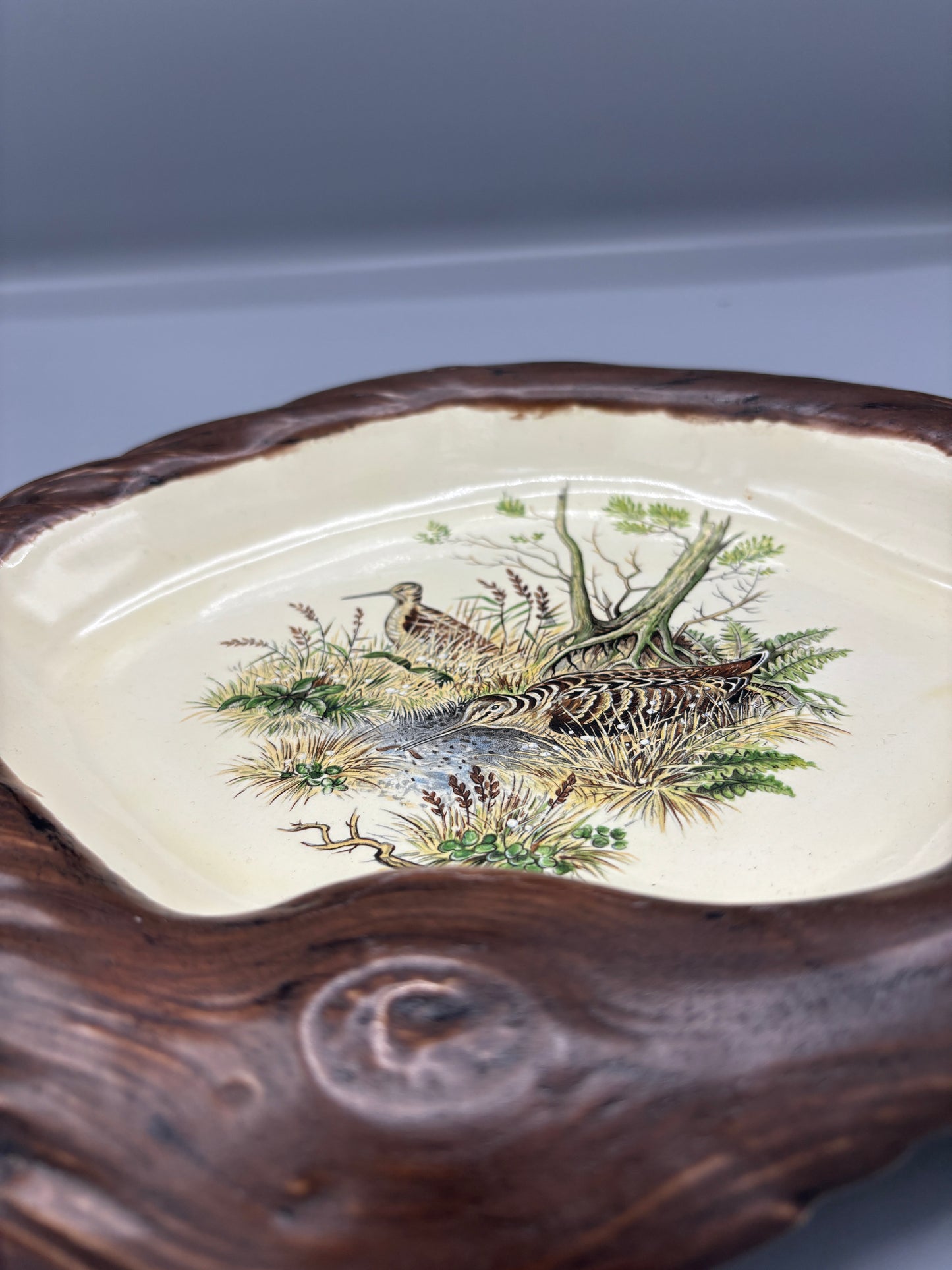 Vintage signed brown bird platter frame