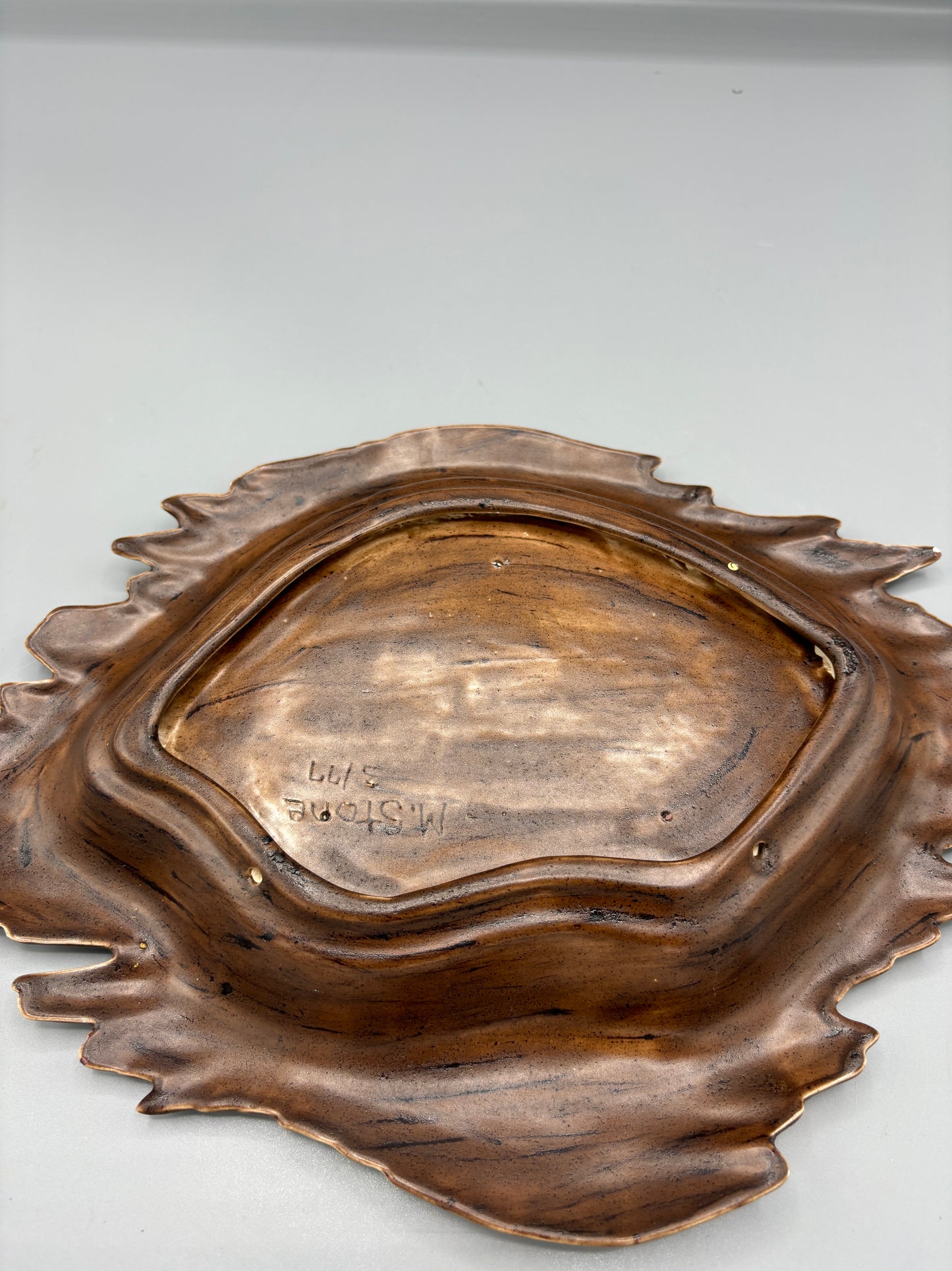 Vintage signed brown bird platter frame