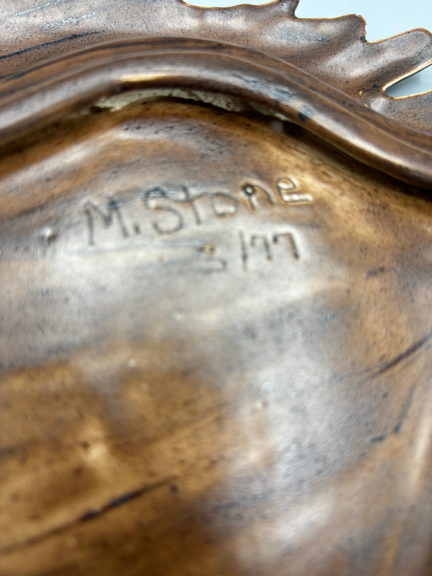 Vintage signed brown bird platter frame