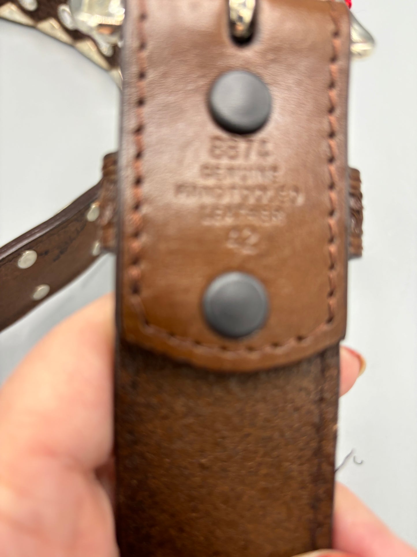 3 D Brown leather silver diamonds pattern