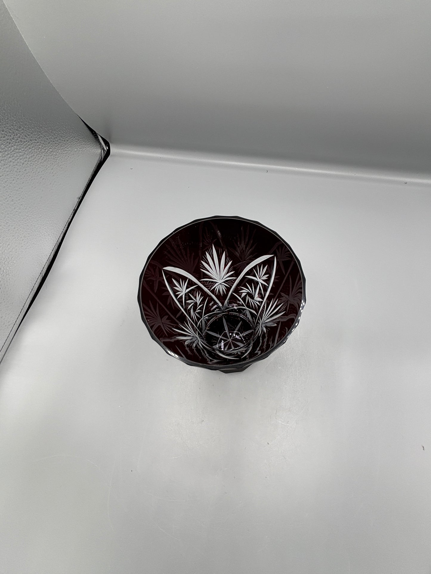 Bohemian ruby red cut to clear glass