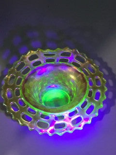 Fenton Carnival Vaseline Open Lace bowl