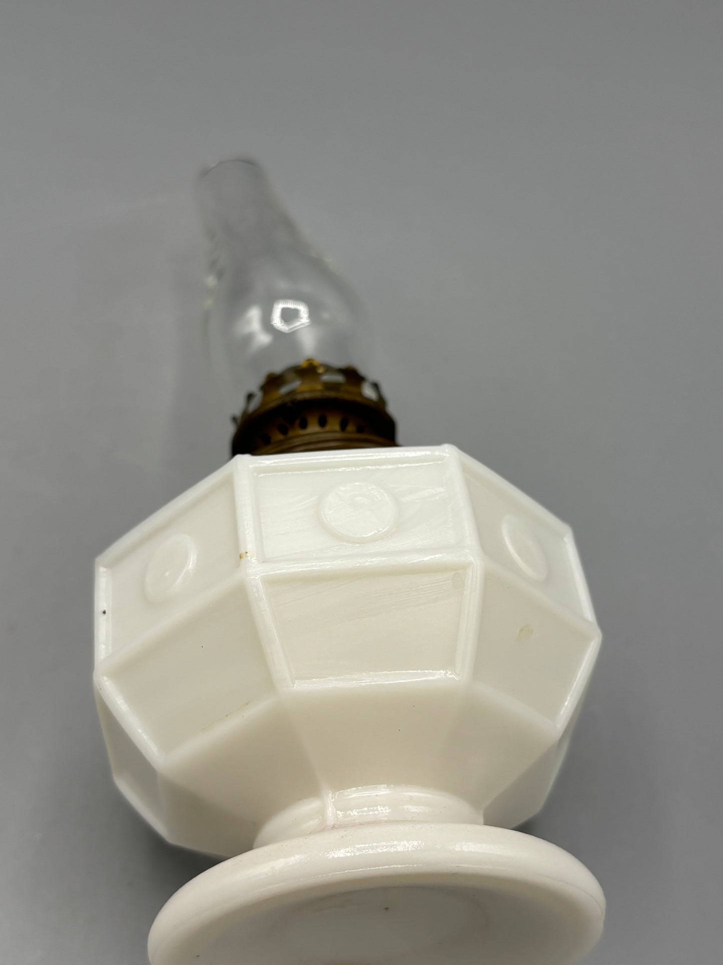 Vintage black & dot milk glass mini oil lamp