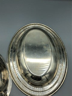 Oval Silverplated platter with lid