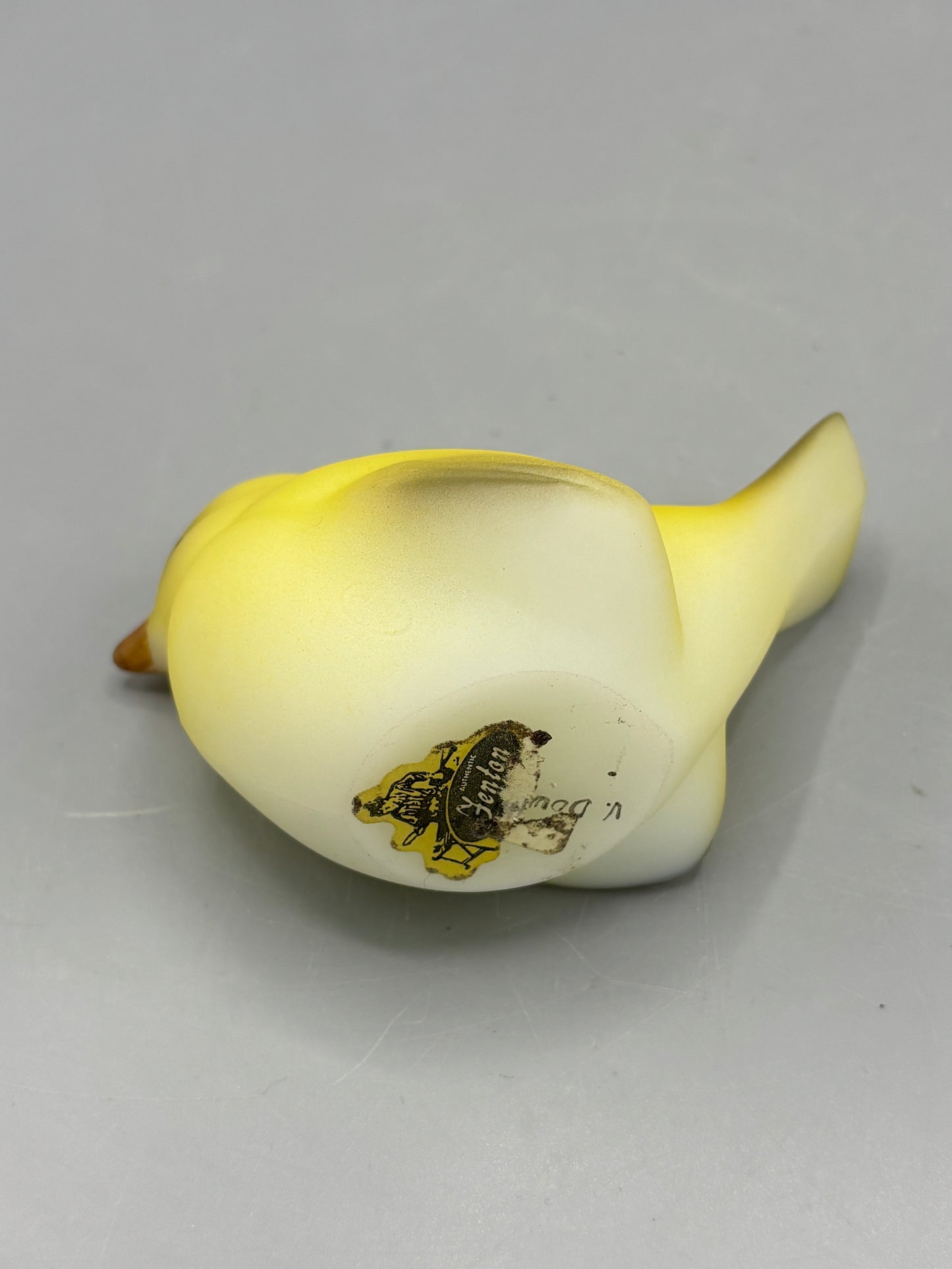 Vintage Fenton art glass yellow satin bird figure