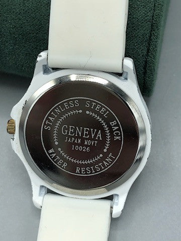 Geneva white silicone band watch