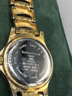 Technibond gold over sterling silver chain bracelet with diamond