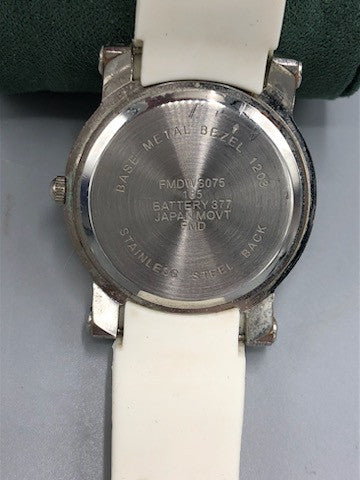 White watch with silicone band