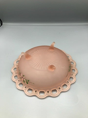 Vintage Anchor Hocking pink lace glass bowl