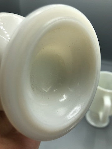 2 piece Milk glass Spice of Life footed mugs