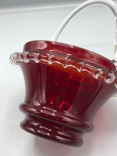 Handblown glass ruby red basket