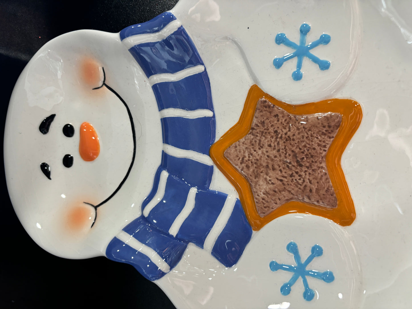 Snowman with cookie platter