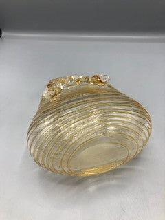 Hand blown amber basket glass vase