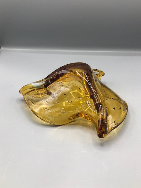 MCM Bubble Amber art glass bowl
