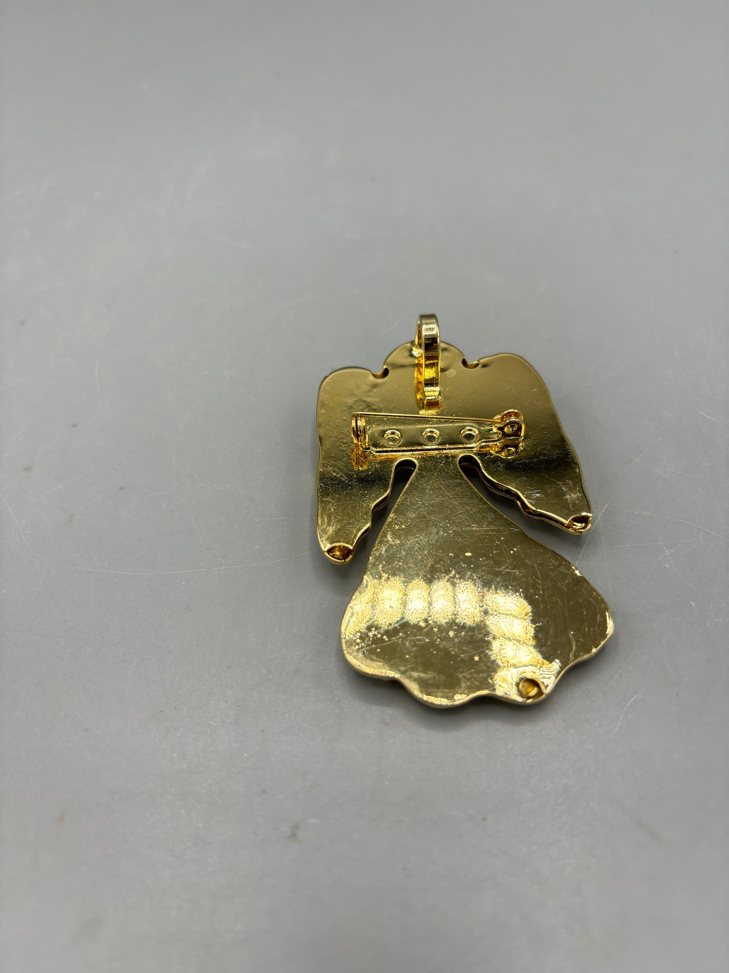 Vintage 2 tone metal pendant Angel brooch