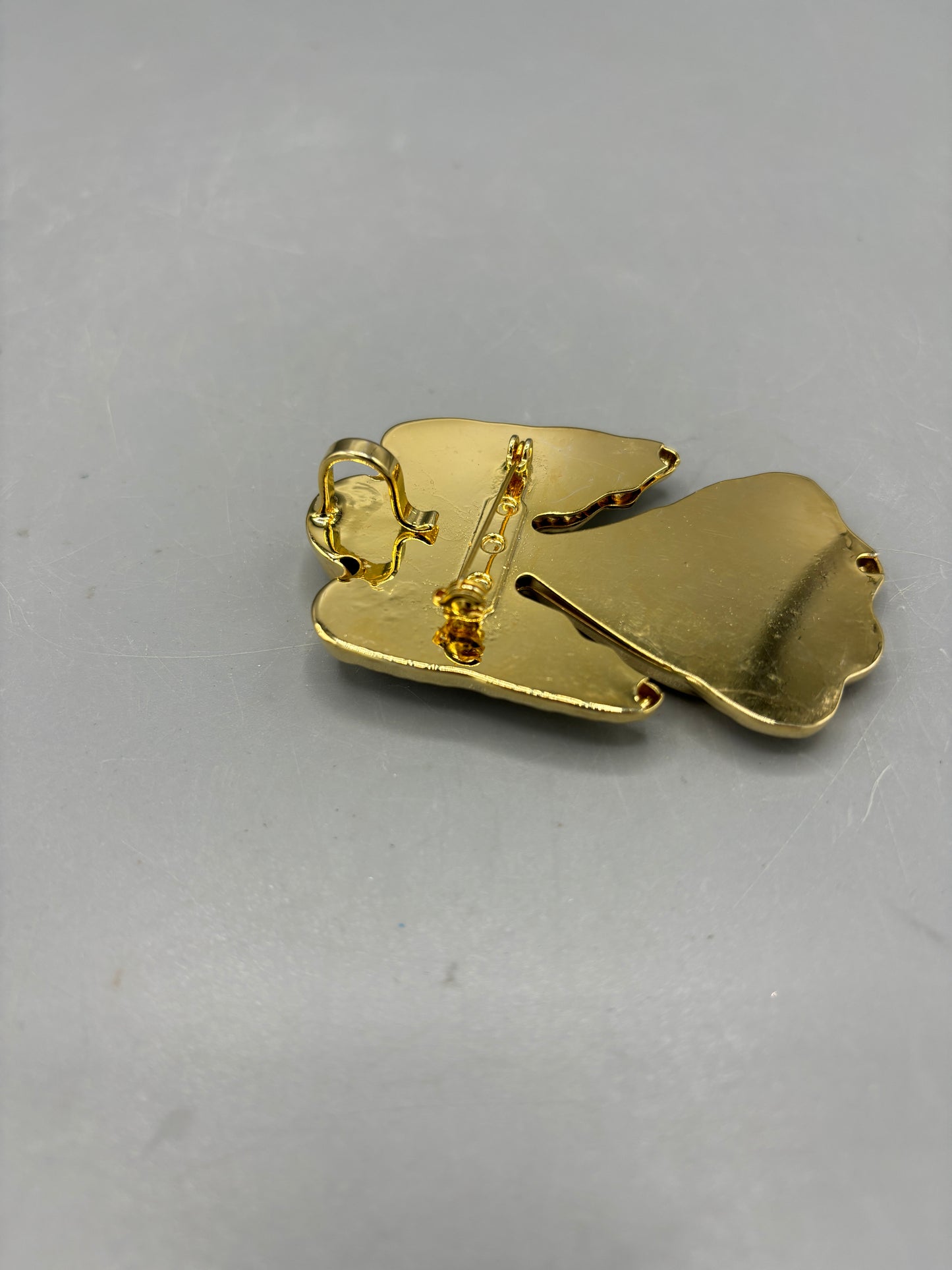 Vintage 2 tone metal pendant Angel brooch
