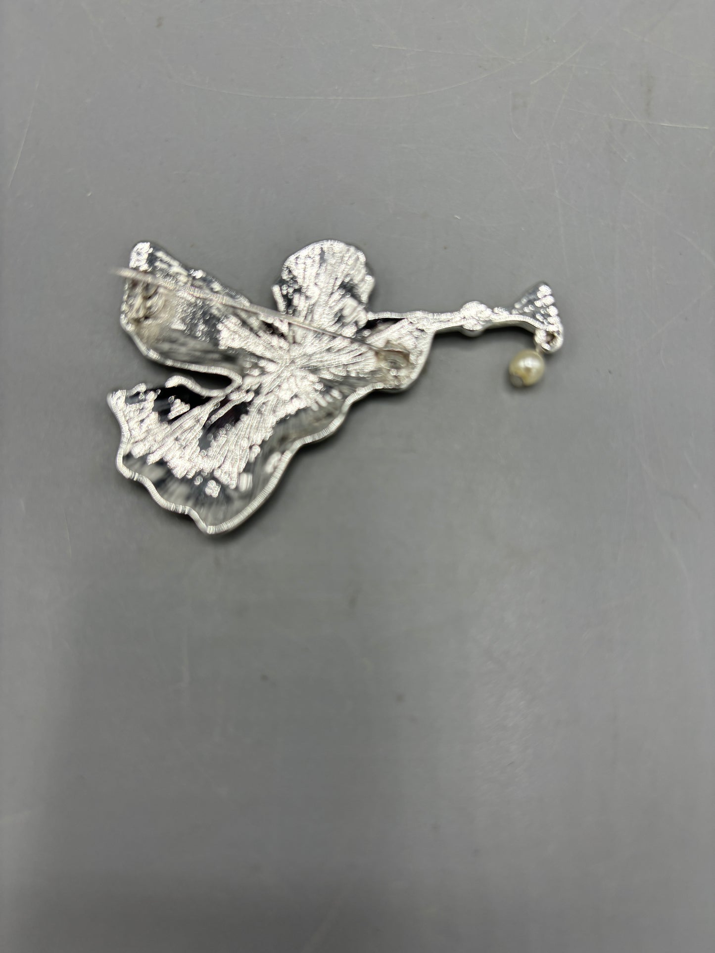 Silver tone Angel brooch