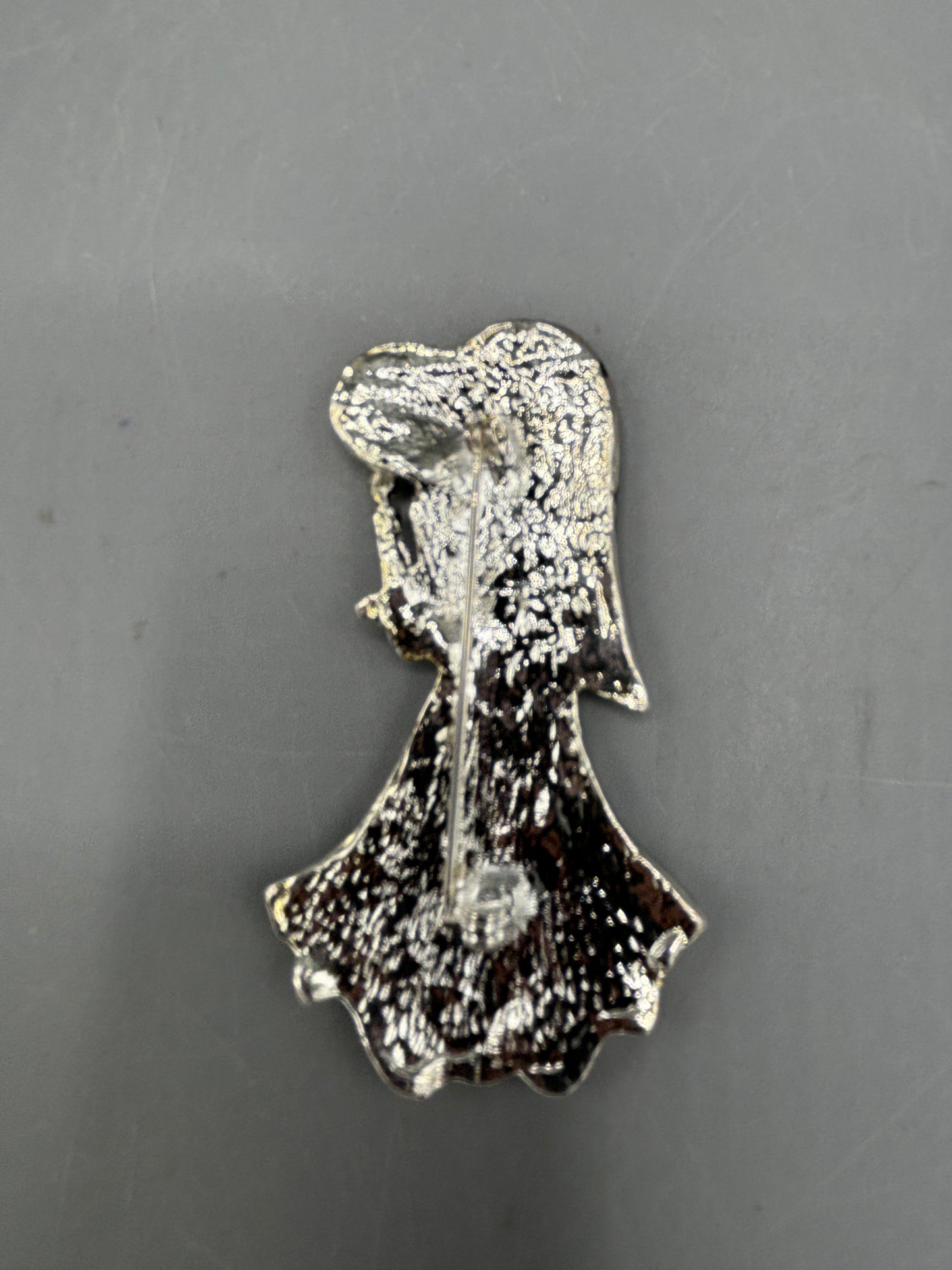 Silver tone Marcasite Angel brooch