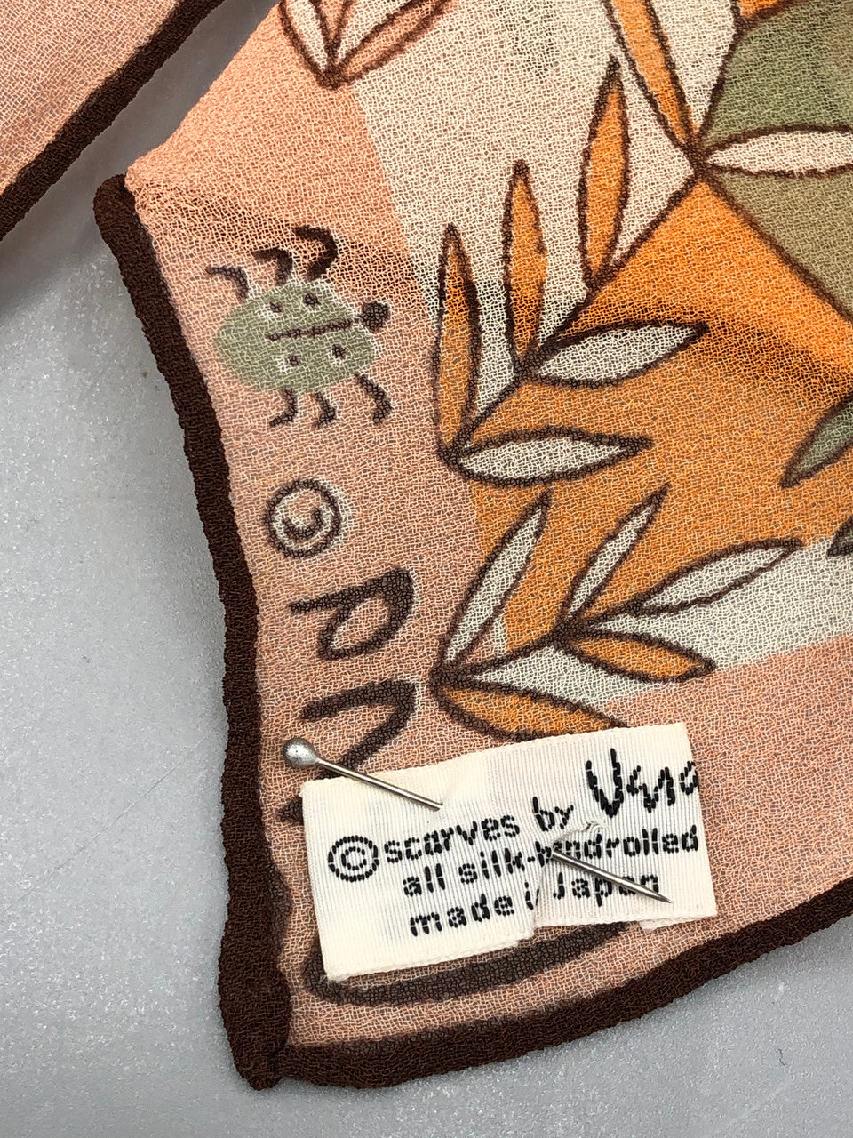 Orange & Beige Vera silk scarf