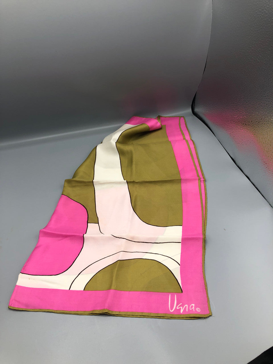 Pink & Gold silk scarf by Vera