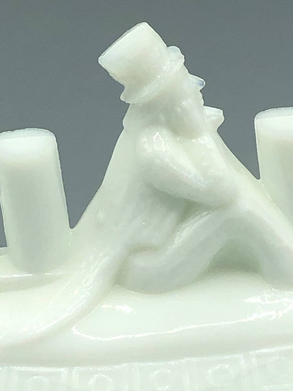 Vintage milk glass Uncle Sam on boat candy dish