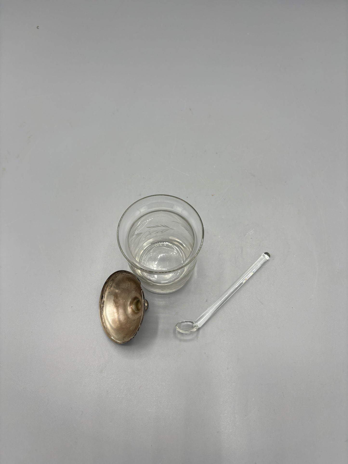 Mustard Pot with glass spoon & lid