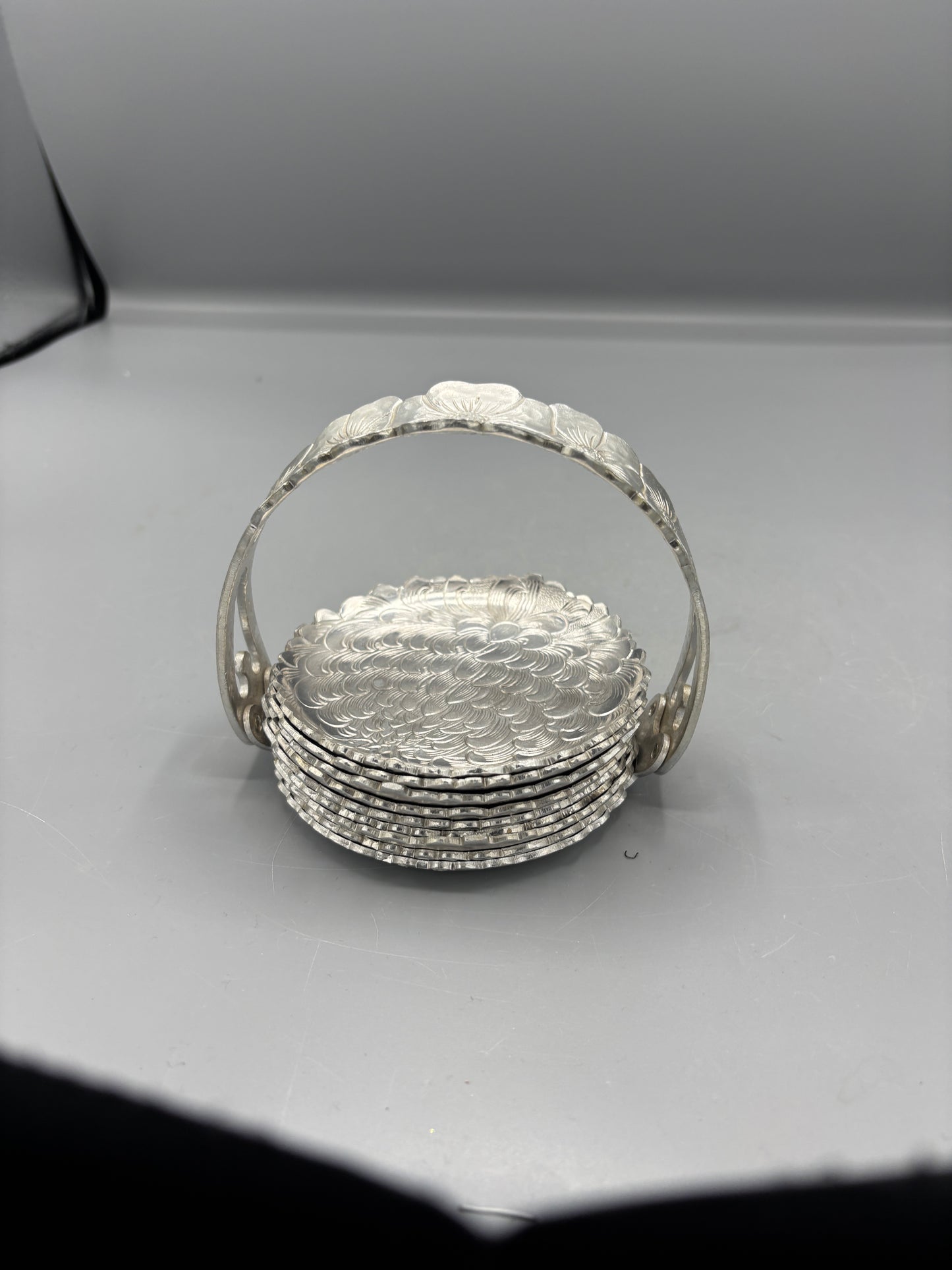 Vintage Brilliantone Alumnium coasters caddy